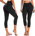 3 Pack Capri Leggings for Women with Pockets-High Waisted Tummy Control Workout Gym Yoga Pants Black